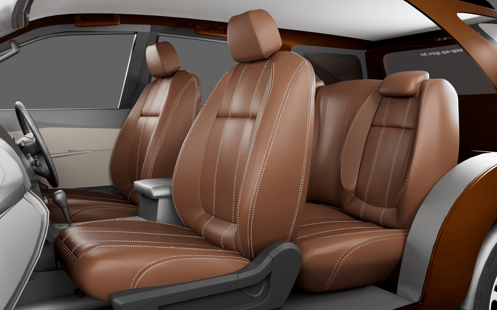 Luxera Velour Series Car Seat Covers - Dark Tan With Silver Stitching - Luxera