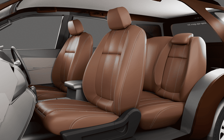Luxera Velour Series Car Seat Covers - Light Tan with Silver Stitiching - Luxera