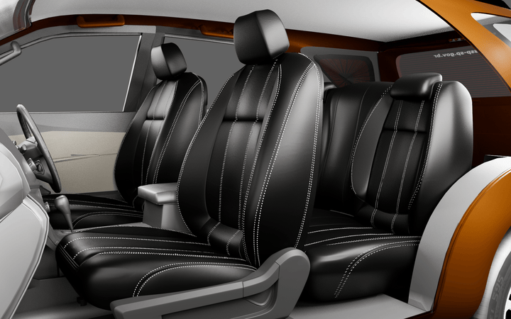 Luxera Velour Series Car Seat Covers - Black With Silver Stitching - Luxera