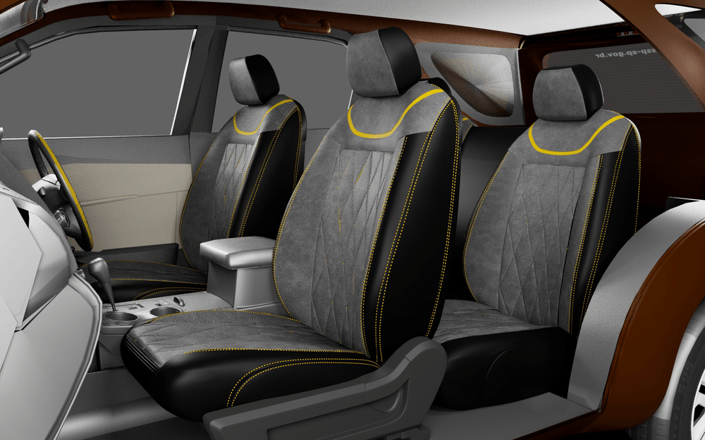 Luxera Imperium Non-Sweat Series Car Seat Covers - Charcoal Yellow Sttricth - Luxera