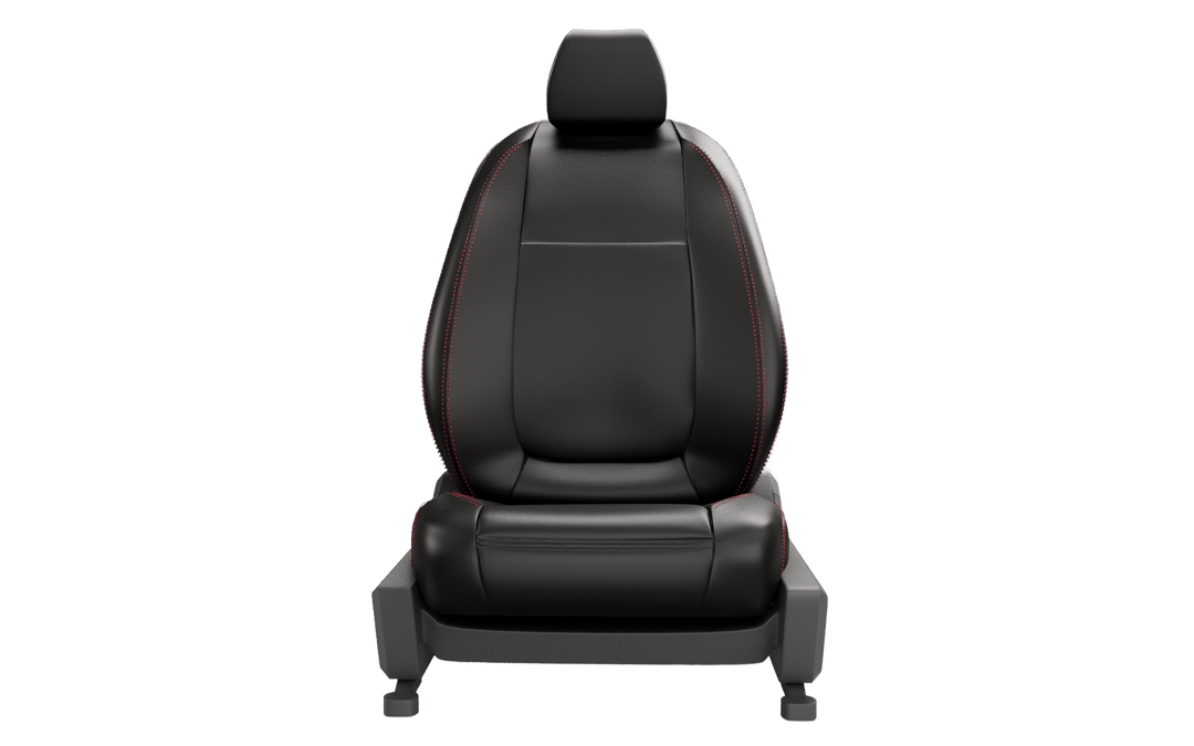 Luxera Comforta Series Car Seat Covers - Black With Red Stitching - Luxera