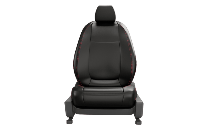 Luxera Comforta Series Car Seat Covers - Black With Red Stitching - Luxera