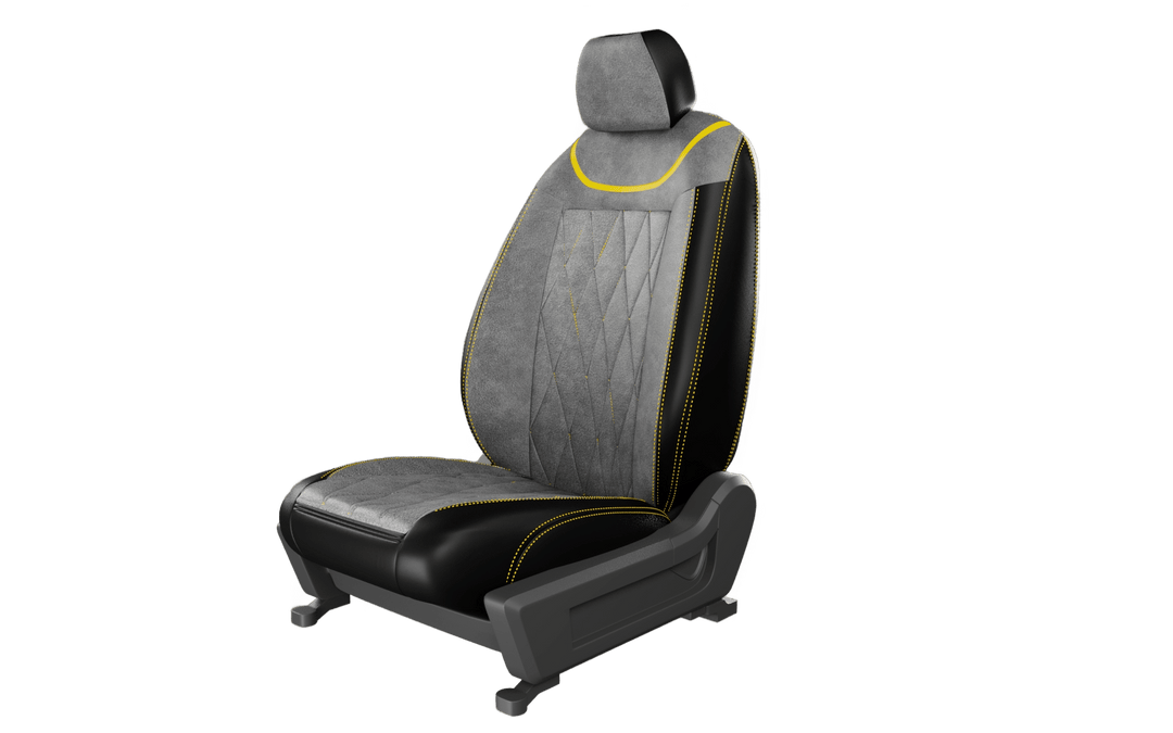 Luxera Imperium Non-Sweat Series Car Seat Covers - Charcoal Yellow Sttricth - Luxera