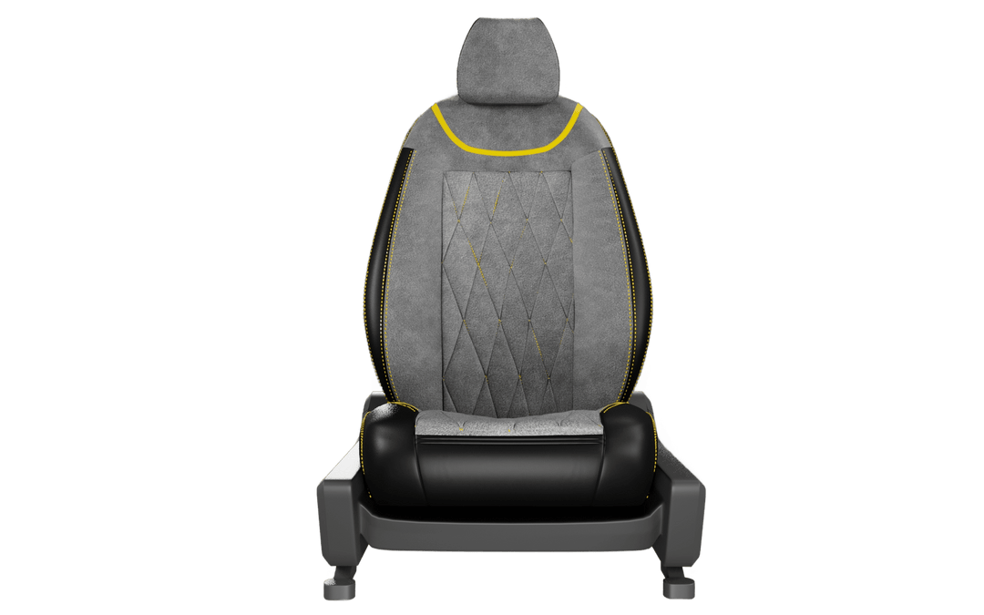 Luxera Imperium Non-Sweat Series Car Seat Covers - Charcoal Yellow Sttricth - Luxera