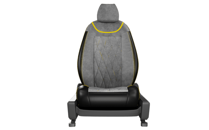 Luxera Imperium Non-Sweat Series Car Seat Covers - Charcoal Yellow Sttricth - Luxera