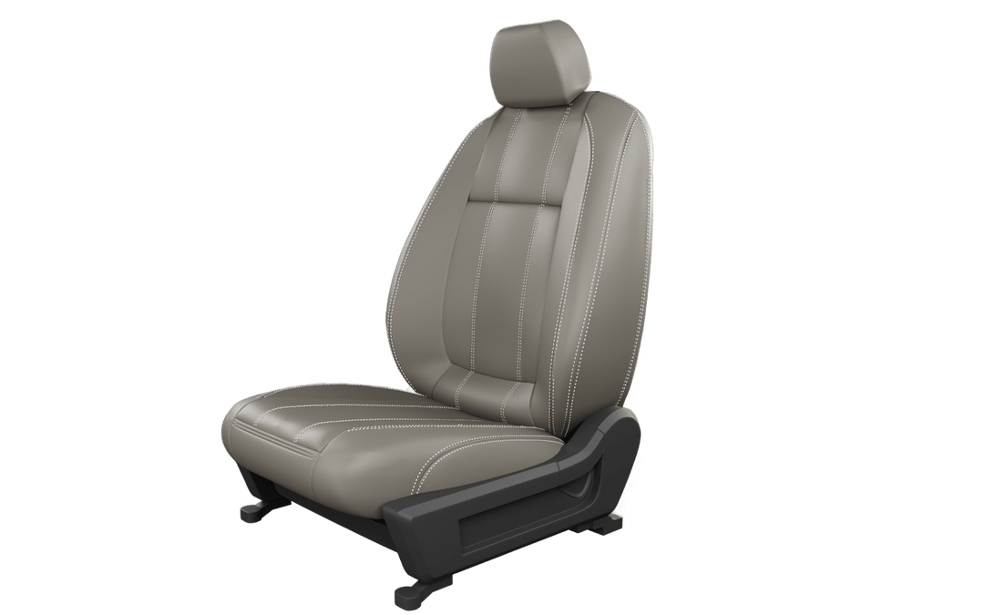 Luxera Velour Series Car Seat Covers - Dark Biege With Silver Stitching - Luxera