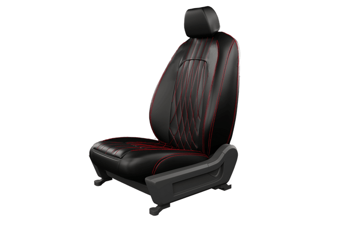 Luxera Prestige Series Car Seat Covers - Black With Red Stritching - Luxera