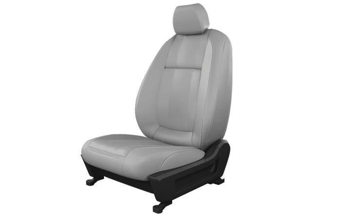 Luxera Velour Series Car Seat Covers - Ice Gray With Silver Stitching - Luxera