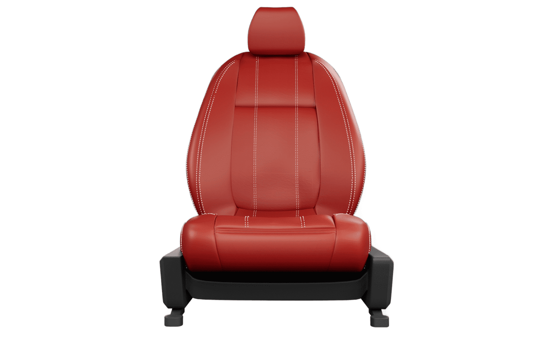 Luxera Velour Series Car Seat Covers - Red with Silver Stritching - Luxera