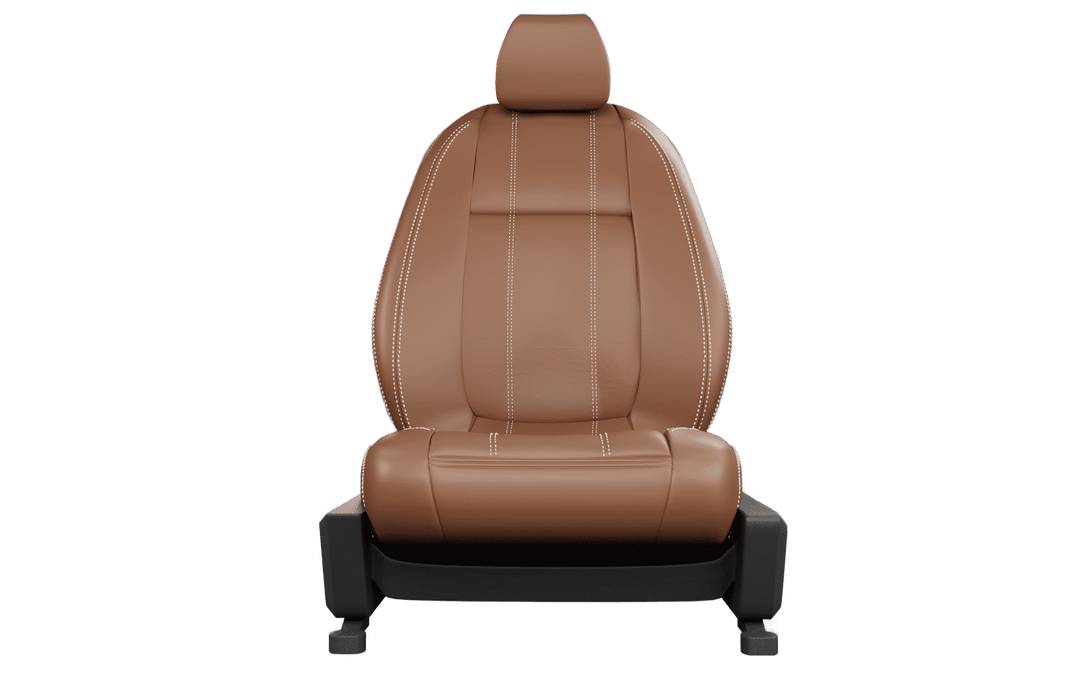 Luxera Velour Series Car Seat Covers - Dark Tan With Silver Stitching - Luxera