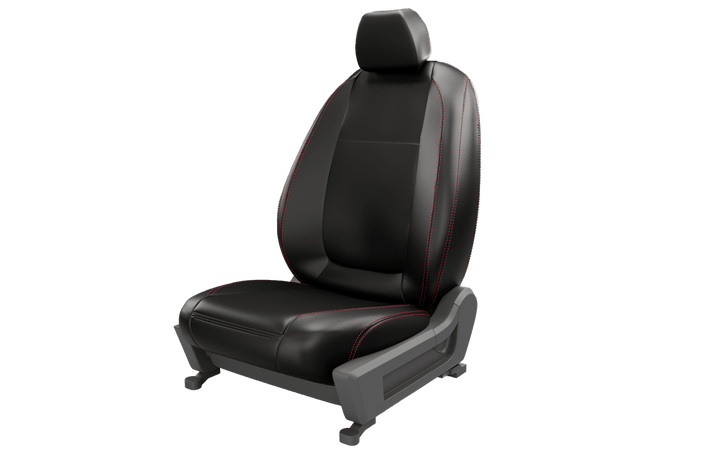 Luxera Comforta Series Car Seat Covers - Black With Red Stitching - Luxera