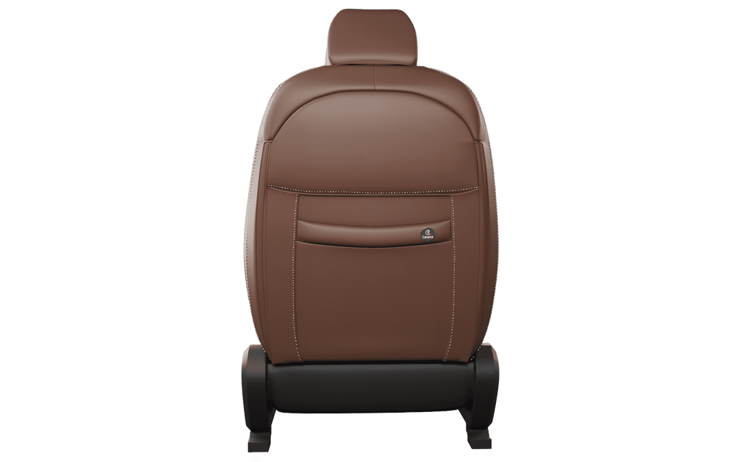 Luxera Velour Series Car Seat Covers - Dark Tan With Silver Stitching - Luxera