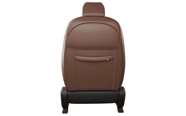 Luxera Velour Series Car Seat Covers - Dark Tan With Silver Stitching - Luxera