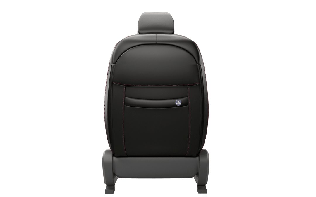 Luxera Comforta Series Car Seat Covers - Black With Red Stitching - Luxera