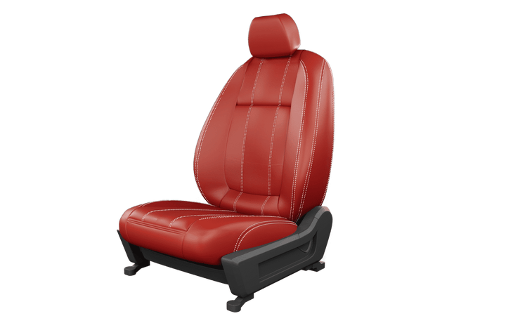 Luxera Velour Series Car Seat Covers - Red with Silver Stritching - Luxera