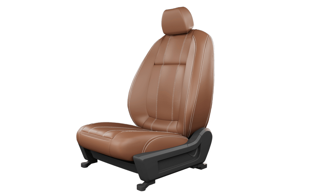 Luxera Velour Series Car Seat Covers - Dark Tan With Silver Stitching - Luxera